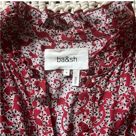 BA&SH Chelsea Wrap-effect Red Floral Print Crepe Dress 6 Like New - Picture 9 of 16